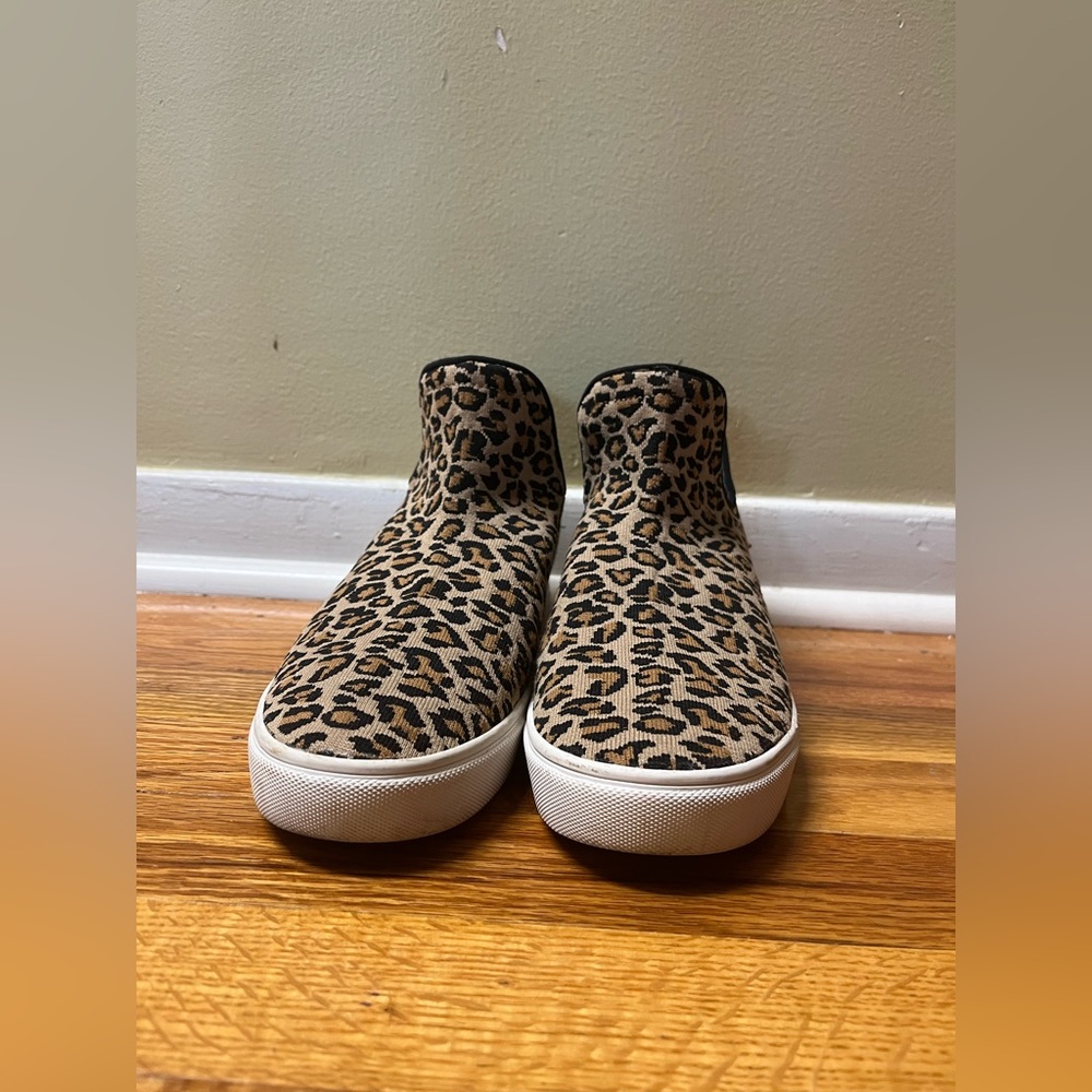 Steve Madden Animal Leopard Print Loxer Fabric Knit Slip On Sneaker Size 10